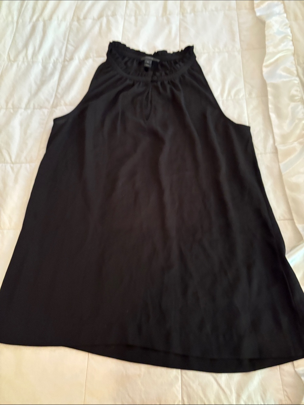 J. Crew size 0 Black Sleeveless Ruffle-Neck Women’s Top NWOT